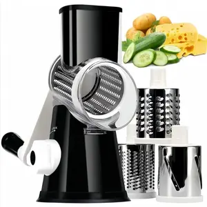 3 in 1 Multifunctional Rotary Cheese Grater, Rotary Cheese Shredder, Manual Vegetable Slicer, Vegetable Cutting Slicer, Potato Cutter for Carrot Cucumber Potato, Valentine's Day Gift