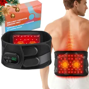 Red Lights Waist Back Massager, Elastic Back Support Belt,Vibration Heating Pad for Back 660nm 850nm LED, Improve Circulation, Christmas Gift For Men Women