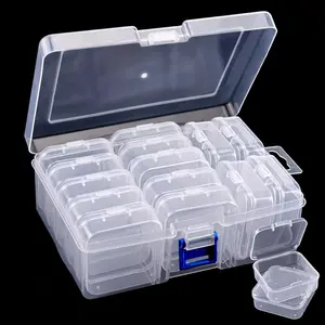 Clear Bead Storage Box, 1 Set Including 14pcs Jewelry Storage Box and 1pc Big Storage Box, Jewelry Organizer, Home Organizer for Jewelry, Beads, Crafts