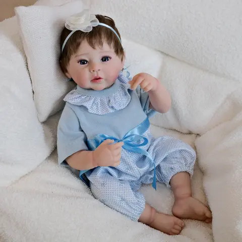 19-Inch Realistic Reborn Baby Girl Doll - Full Vinyl Anatomically Correct Newborn, Hand-Implanted Hair, Non-Blink Brown Eyes, 3D Lifelike Skin, BPA-Free, CE/UKCA Certified, Diaper, Complete Accessories, Gift Box, Approx. 1kg (2.2lbs) for Collectors