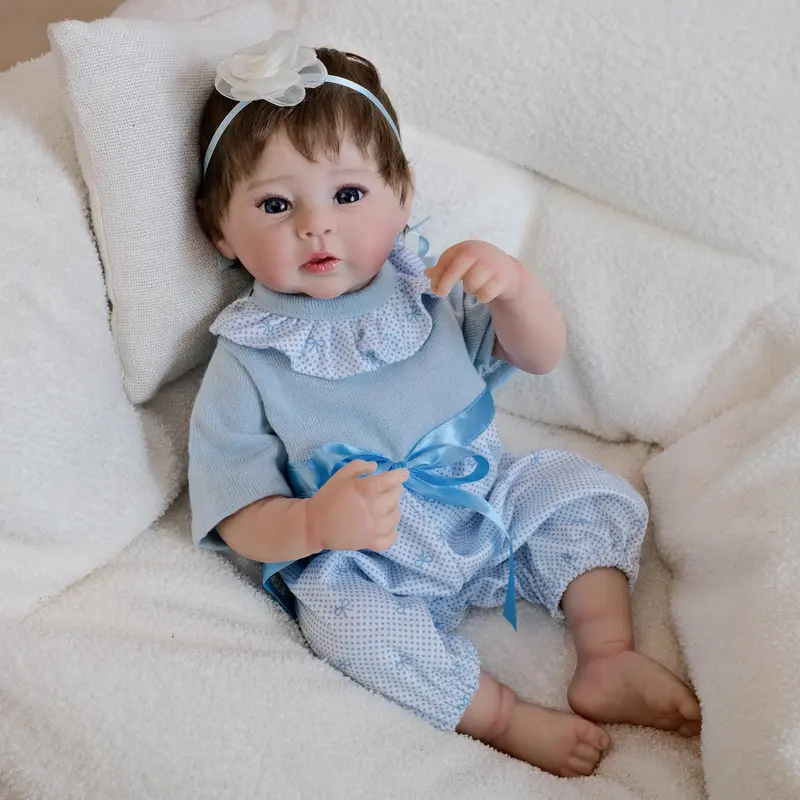 19-Inch Realistic Reborn Baby Girl Doll - Full Vinyl Anatomically Correct Newborn, Hand-Implanted Hair, Non-Blink Brown Eyes, 3D Lifelike Skin, BPA-Free, CE/UKCA Certified, Diaper, Complete Accessories, Gift Box, Approx. 1kg (2.2lbs) for Collectors