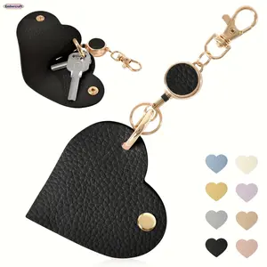 Heart Retractable Keychain for Women, Cute PU Leather Wristlet Key Ring with Gold Alloy Clasp, Durable Car and Motorcycle Key Holder, Stylish Bag Charm Accessory, Perfect Mother's Day Gift