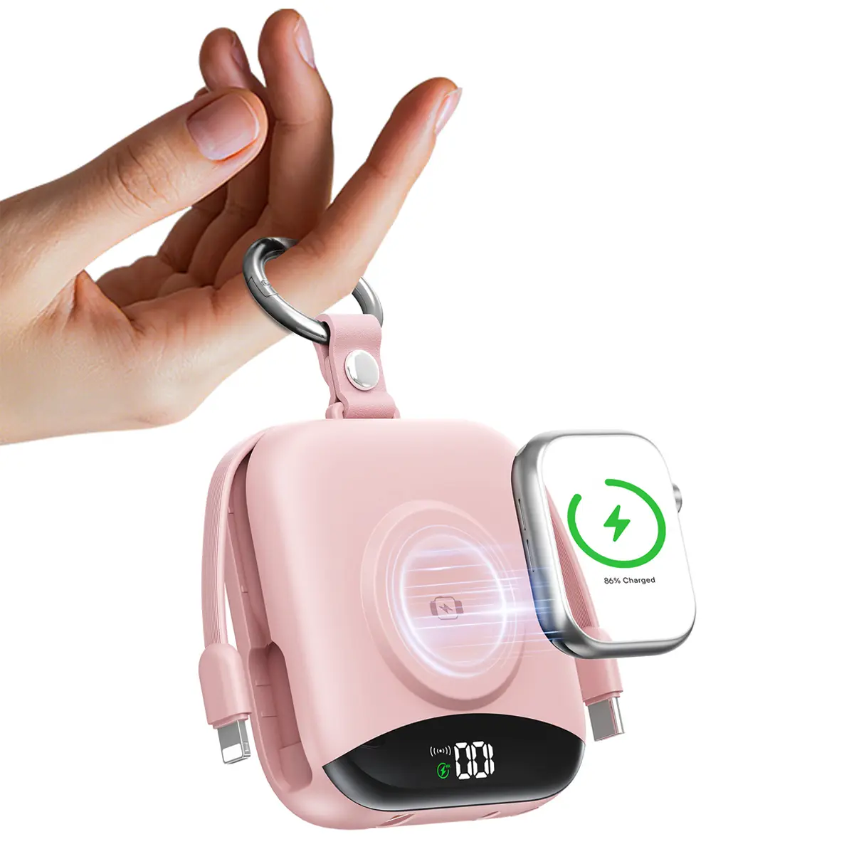 10,000 mAh TSA-Friendly Portable Power Bank,5-in-1 Wireless iWatch Charger with Built-In USB Cables, 22.5W Fast Charging, LED Display, Keychain Clip for iPhone/Android Smartphone Devices, Travel Stuff,Portable Chargers,back to school tiktokshopbacktoschoo