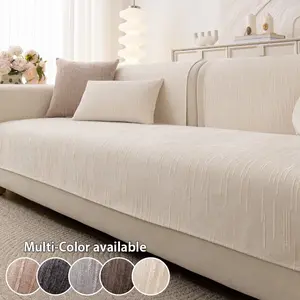 1PC solid color thick chenille sofa cover, popular modern minimalist sofa cover in Europe and America, all season available sofa cover cloth, pet friendly anti slip sofa protection pad, soft and comfortable - suitable for living rooms, bedrooms