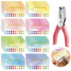 200 Piece Reward Punch Card Set with Hole Puncher for Classrooms and Small Business