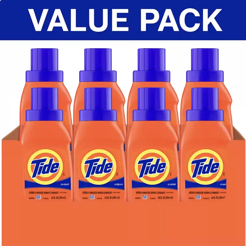 Tide Original Liquid Laundry Detergent - 12-Bottle Value Pack, 10 fl oz (296 ml) Compact Travel Size, Deep Clean Formula, Powerful Stain Remover for Fresh, Bright Clothes, Twelve Bottles