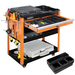 330 LBS Capacity 3 Tier Rolling ToolCart -Heavy Duty Utility Organizer withWheels,Storage Drawer, and Industrial-Grade Design