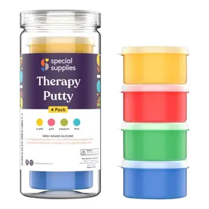 Special Supplies Therapy Putty for Teens and Adults - 4 Pack, 3 oz Each, Soft Silicone for Stress Relief & Hand Strength, Occupational Rehabilitation, Non-Toxic, Fun Colors