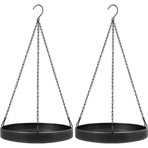 Plant Hanger Indoor, Planter Baskets for Indoor Plants, Plant Holder Tray for Plants, Window Plant Hanger, Black Plant Shelf, 2 Pack