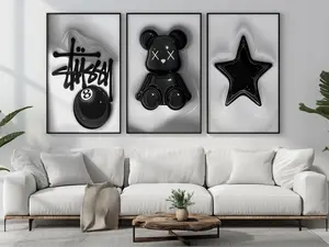Set of 3 Hypebeast Wall Art Prints,Trendy 3D Room Decor Bundle ,No Frame