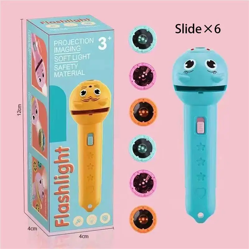 GOFMOON Kids Projection Flashlight, Bedtime Story Projector Toy, 6 Slides with 48 Patterns, Safe ABS Material, Interactive Early Learning STEM Tool for Toddlers, Portable Visual Cognitive Gift, Easy-to-Use Science Aid for Parents & Teachers.