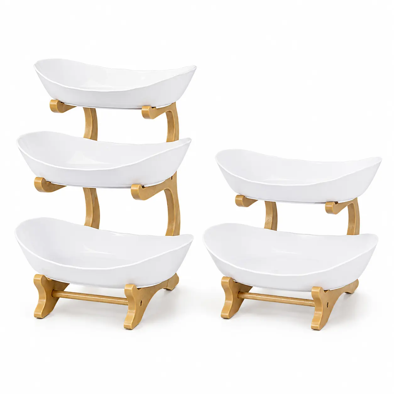 2-Tier/3-Tier  Basket Stand  Removable Serving Trays, Space-Saving Countertop  Bowl Organizer  Wood-Style Rack for , Snacks, Bread, Candy, Desserts, Kitchen Dining Table, Party, Buffet & Home Display
