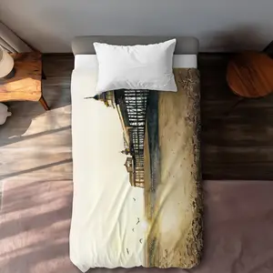 360 stand Twin Extra-Long Bathroom Bridge Duvet Cover - Bedroom Bedding Set with Beach Scene Coastal Sunset Printed Face, Machine-Wash Bedding Linen for Home Decor, Sunset Duvet Covers, Decorative Duvet Cover, Duvet Cover Sets