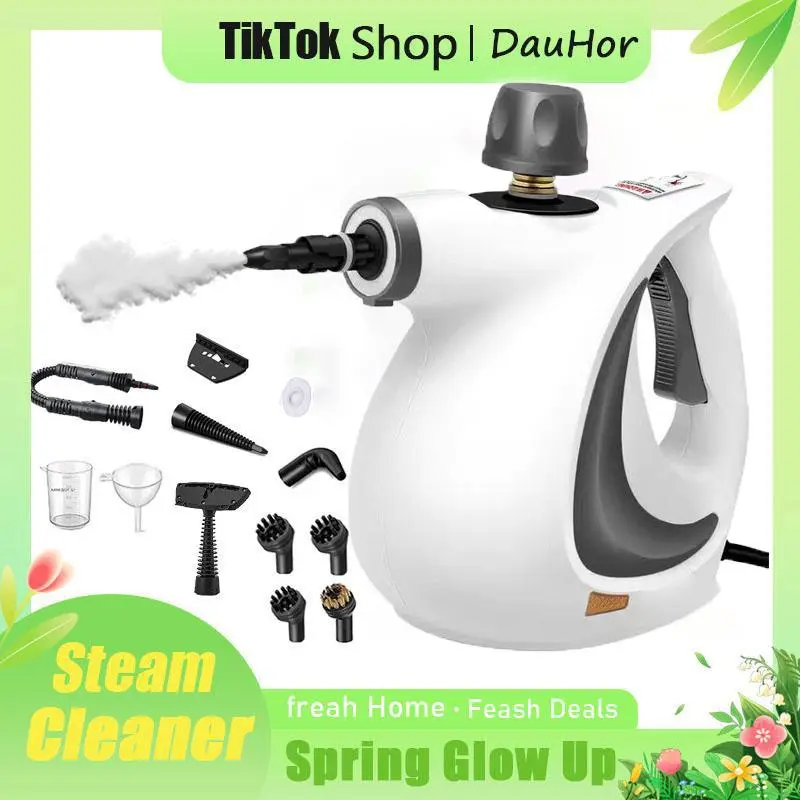 Household Pressurized Handheld Multifunctional Steam Cleaner - Floor Steamer, Handheld Steam Mop Cleaning Set with 12 Replacement Accessories, Safety Lock, Chemical-Free Power, 250ml Water Tank for Home, Windows, Sinks, Stoves