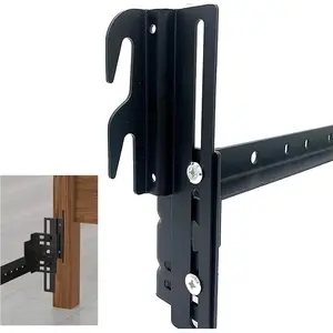 2Pcs # 711 Bolt-On to Hook-On Bed Frame Conversion Brackets for Headboard or Footboard,Bed Hook Adapter kit with Hardware, Hook on Bed Rails Brackets(Black)