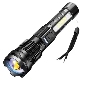 Tactical Flashlight Military-Grade Aluminum Alloy ABS Zoomable Beam 5 Modes for Camping Hiking Emergency Use