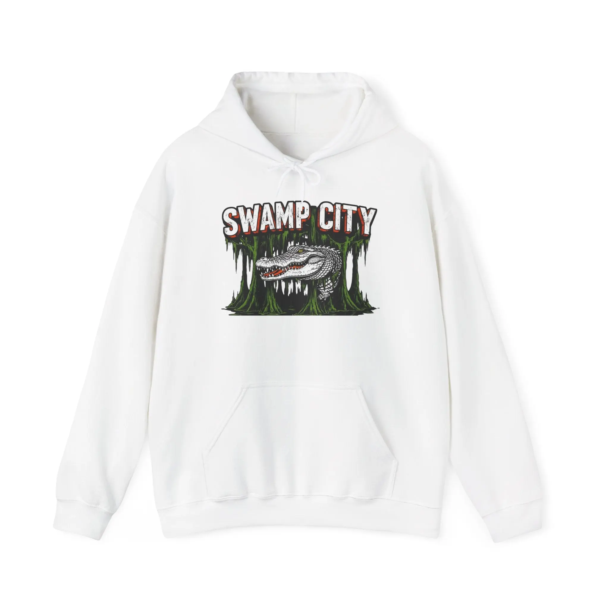 Swamp City Alligator Hoodie - Vintage Bayou Graphic Sweatshirt