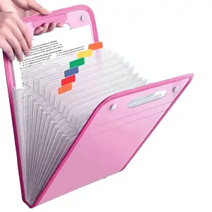 2pcs portable bag with 13 compartments, made of thickened translucent PP material, for storing student test papers and data files, Expanding File, Test Paper Folder