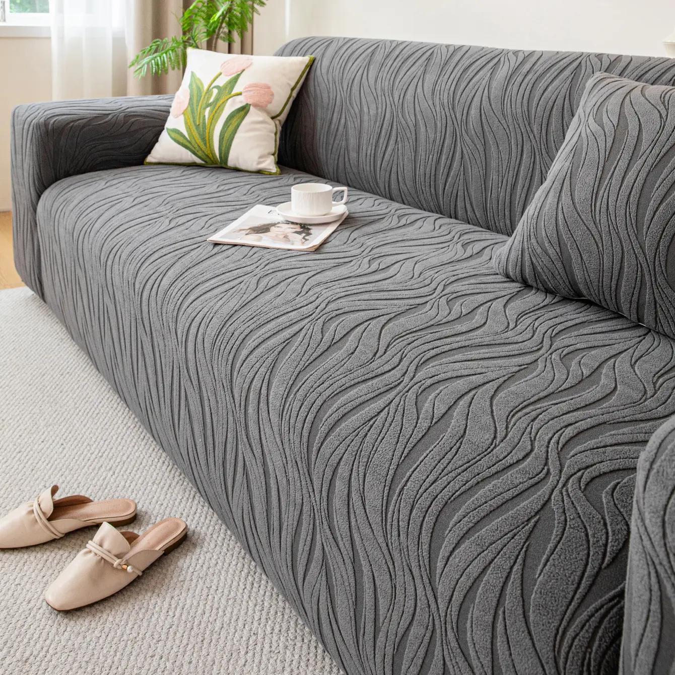 1 Piece Jacquard Waterproof Sofa Cover, Washable Sofa Slipcover, Waterproof Couch Cover - Soft Texture, Machine Washable, Pet Protector, Dustproof & Stain-Resistant, All-Season, Ideal for Holiday & Daily Use, Fits 2/3/4-Seater Sofas, Washable Couch Covers