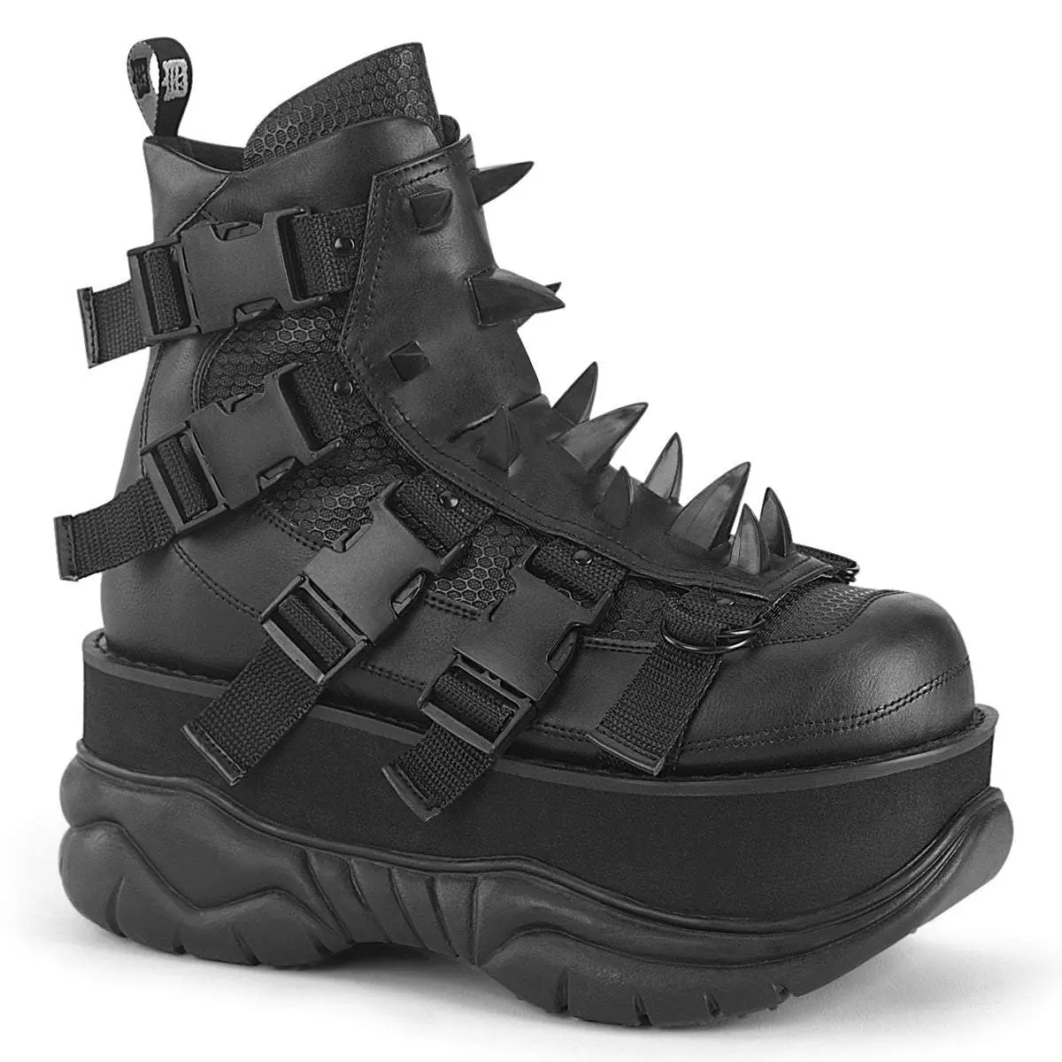Demonia Men's Neptune-68 Black Vegan Leather Ankle Boots Demonia Men's Neptune-68 Black Vegan Leather Ankle Boots