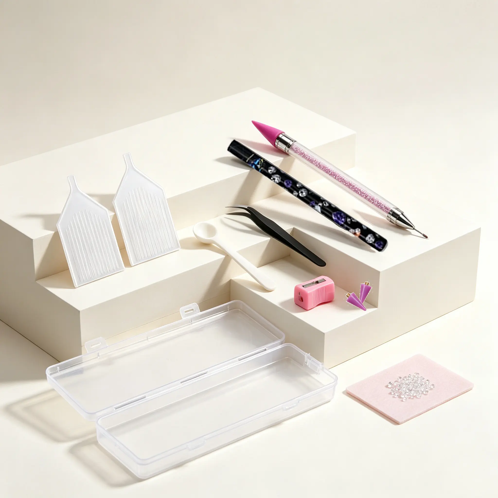 9 pcs Complete Diamond Painting Tool Kit, Luxury Rhinestone Picker Accessories Set, Storage Box Included with Storage Box, Tweezers, Diamond Pen, Trays, Spoon for DIY Diamond Art for DIY Diamond Art, Nail Art Rhinestone Decorations