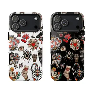 Vintage Tattoo Flash Case – Bold Punk Aesthetic I premium phone case    11-17 pro max  shockproof mobile phone case Compatible with  Phone 17/16/15/14/13/12/Pro/Plus/Pro Max & Samsung Galaxy Series, Gift Idea