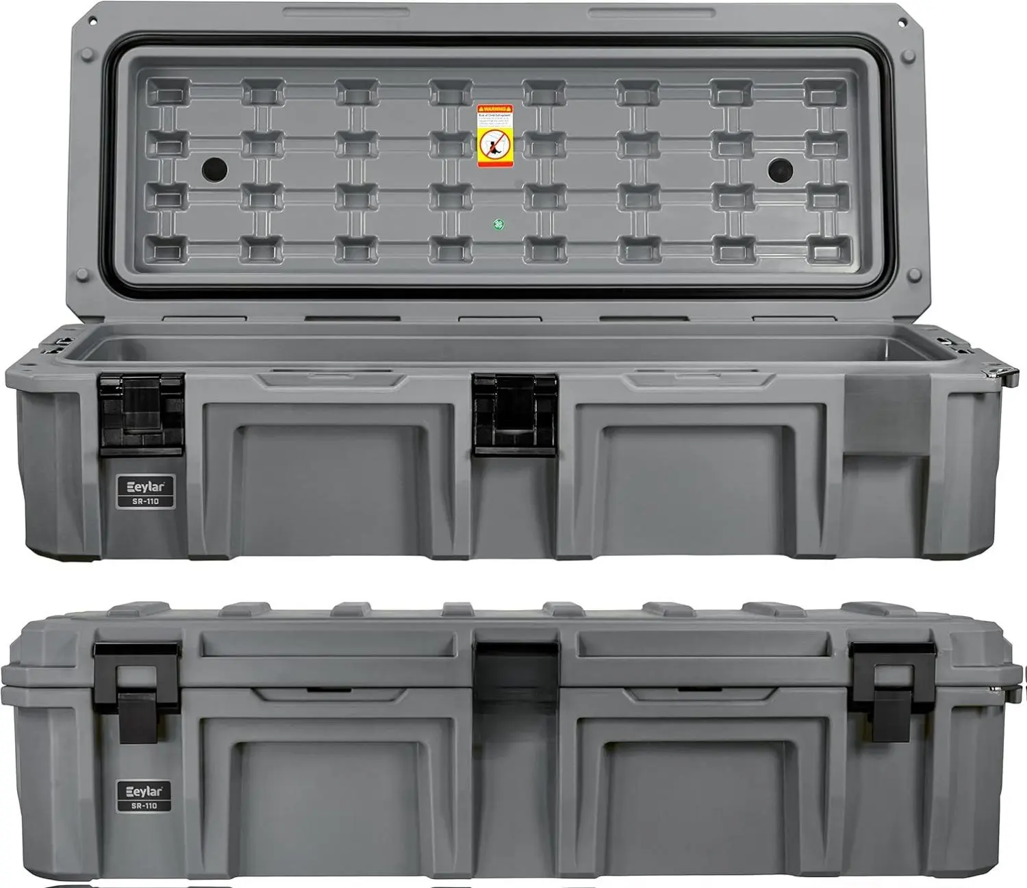 Eylar SR-110 Crossover Overland Automotive Cargo Case 110L Roto Molded Hard Case with TSA Lock Stackable Strap Mountable IPX4 Waterproof Gray