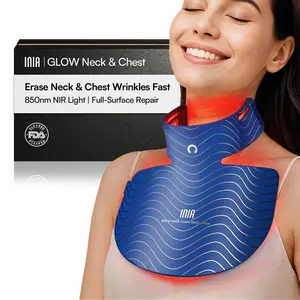 [New Color Drop] INIA GLOW Neck & Chest Red Light Mask – 850nm NIR LED Mask for Wrinkle & Spot Reduction, Lift & Firm in 4 Weeks, Rechargeable 2600mAh Controller, Clinic-Grade Full Coverage, Mother's Day Special Gift