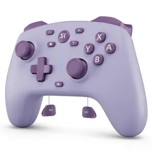 Wireless Pro Gaming Controller for Switch/Lite/OLED, Switch2, PC, Android, iOS, With 2.4Ghz Receiver, Hall Effect Joysticks Triggers, 2 Back Paddles, 6-Aix Gyro, Turbo, Switch layout, Purple, AG46