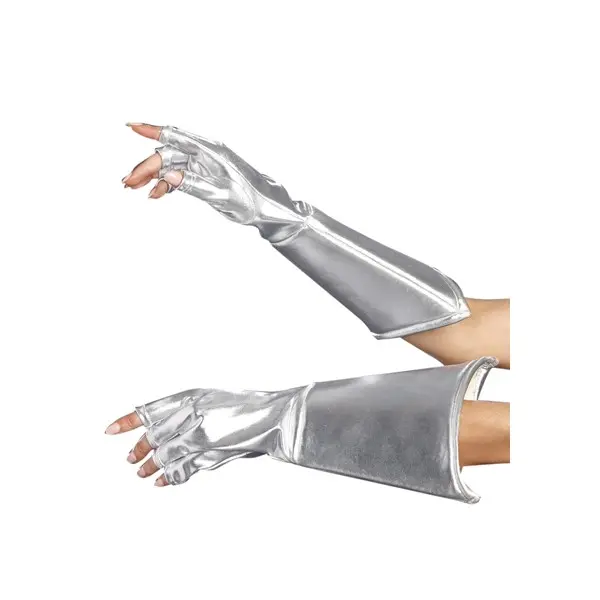 Silver Gauntlet Fingerless Gloves