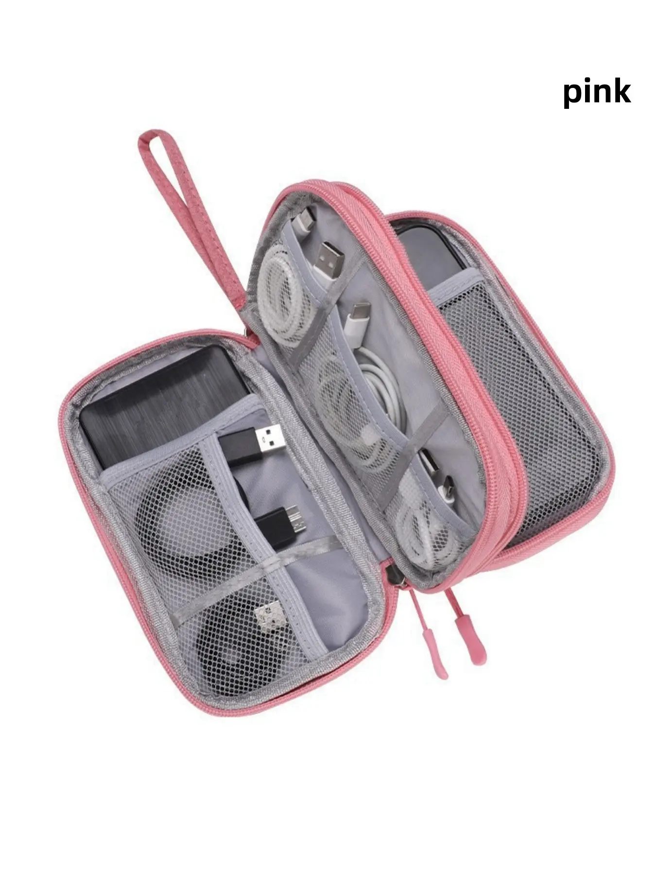 Water-Resistant Travel Organizer Bag, Dual-Layer Data Cable Storage Pouch, Multi-Purpose Charger Holder, Compact Design for Daily Use, Travel Home Organizer, Travel Organization Pouch, Travel Accessory, Organizing Pouch