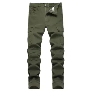 JUNBAOSS Men's Slim Fit Stretch Jeans Cargo Skinny Jeans for Men, Distressed Straight Leg Fashion Casual Comfort Flex Waist Denim Pants, Menswear Trouser Streetwear Jean with Plain Pockets