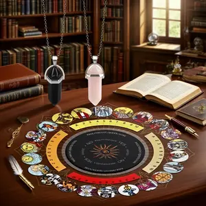 Rubber Ritual Mat, Pendulum - Spirit Pendulum, Suitable for magic Card Enthusiasts, for Halloween, Christmas, witch props, ladies' gifts, various holiday gifts, parties, tabletop games home decor