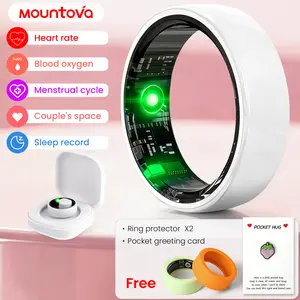 White Ceramic Smart Ring for Men Women IP68 Waterproof Fitness Tracker, Sleep Heart Rate Stress & Women Cycle Monitor, With Portable Charging Case, Compatible iOS Android Couple Wellness Wearable Gift