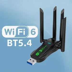 WiFi extender USB Adapter WiFi6 Bluetooth 5.4 Dual Band 2.4G+5.8Ghz 4 Antenna Dongle USB Wireless Card Receiver for PC/Laptop