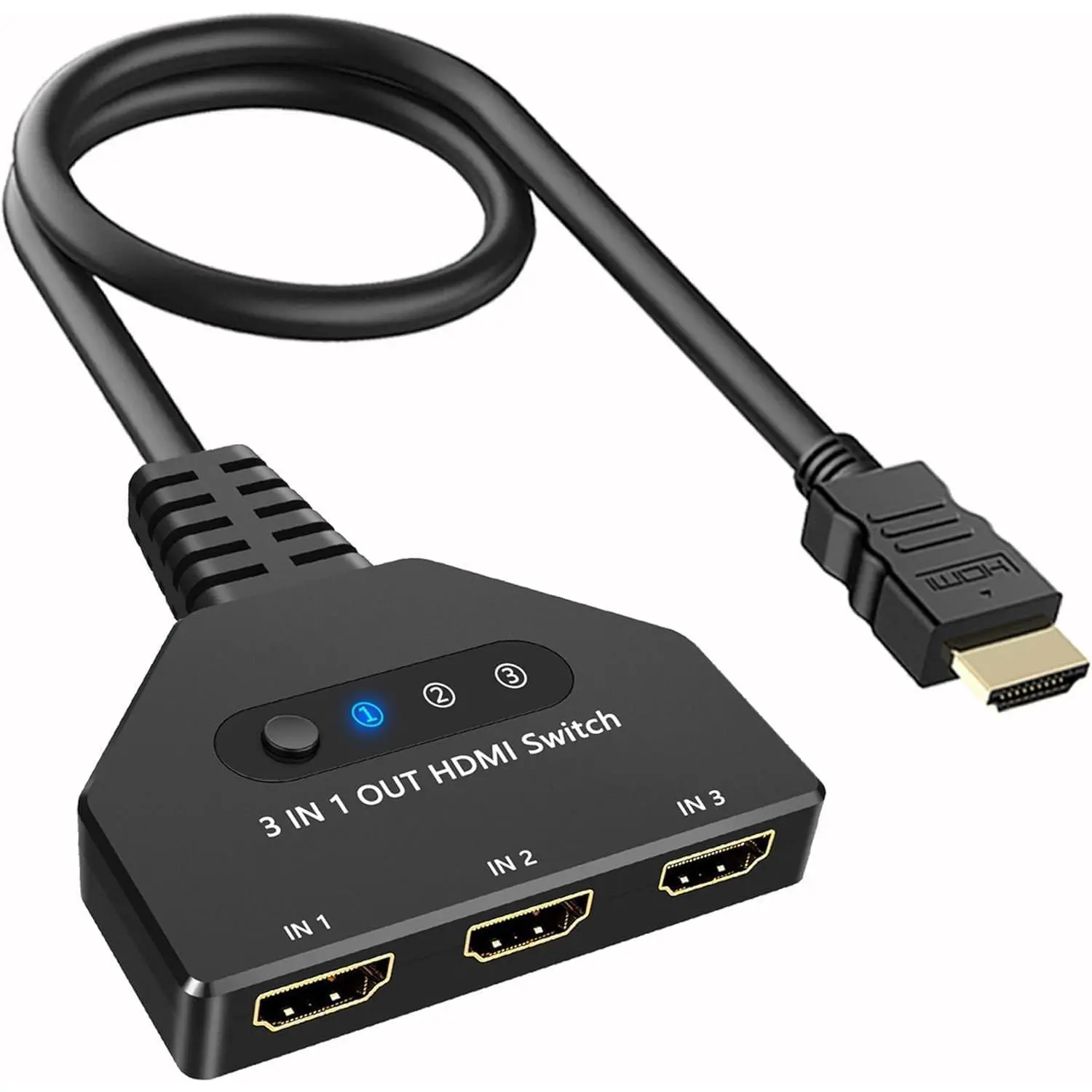 HDMI Switch 3 in 1 Out, 4K@30hz HDMI Splitter, 3 Ports HDMI Switcher Supports Full HD 1080P 3D Compatible with Roku Fire TV Stick HDTV PS4/PS5 Xbox One Chromecast, Compatible with Mac/Win/Linux