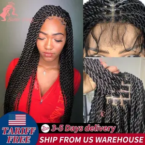 Senegalese Full Lace Twist Braided Wigs Synthetic Knotless Briads Wigs for Black Women Lace Front Knotless Goddess Braided Wig