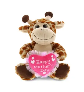 DOLLIBU Super-Soft Giraffe-Shape Stuffed Toy - Hypoallergenic Sitting Plush with Heart Detail, Ages 0+, Ideal Mother's Day Gift