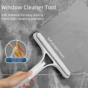 3-in-1 Window Cleaning Tool 2025 New: Squeegee with Spray Function, Scraper & Brush | Multi-Purpose for Shower Glass, Windows, Mirrors