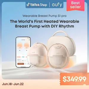 【Exclusive Bundle】eufy S1&S1 Pro Heated Wearable Breast Pump, Hands-Free Breast Pump with Industry-Leading HeatFlow Tech, App-Controlled OptiRhythm, Hospital-Grade Suction, Leakproof, Slim and Ultra-Quiet for in-Bra Use