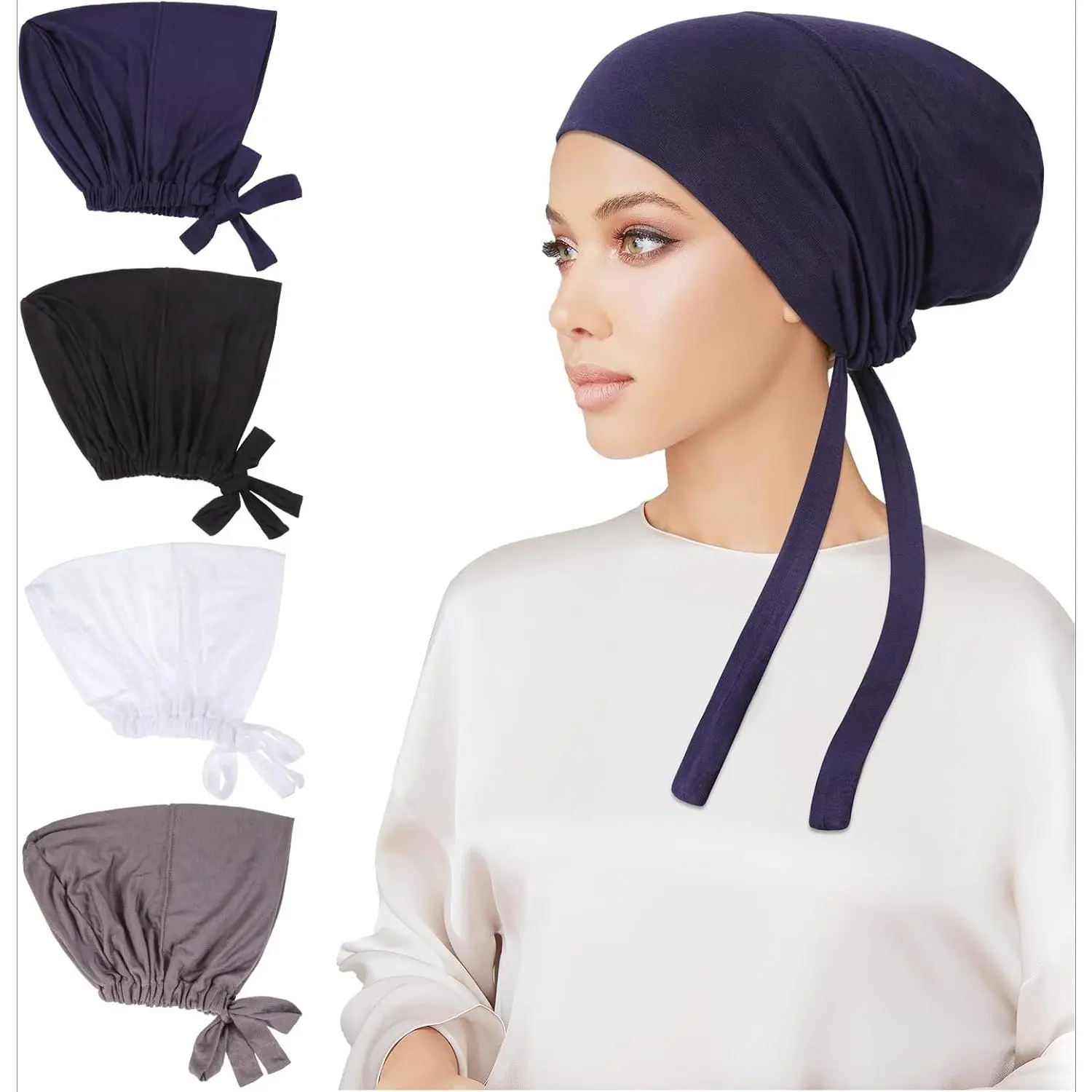 Women's 4-Pcs Hijab Undercap - Islamic Inner Scarf Hat Turban with Tie-Back Closure, for Muslim (Home Improvement, Building Supplies, Wallpaper & Wall Trim Category Placeholder)