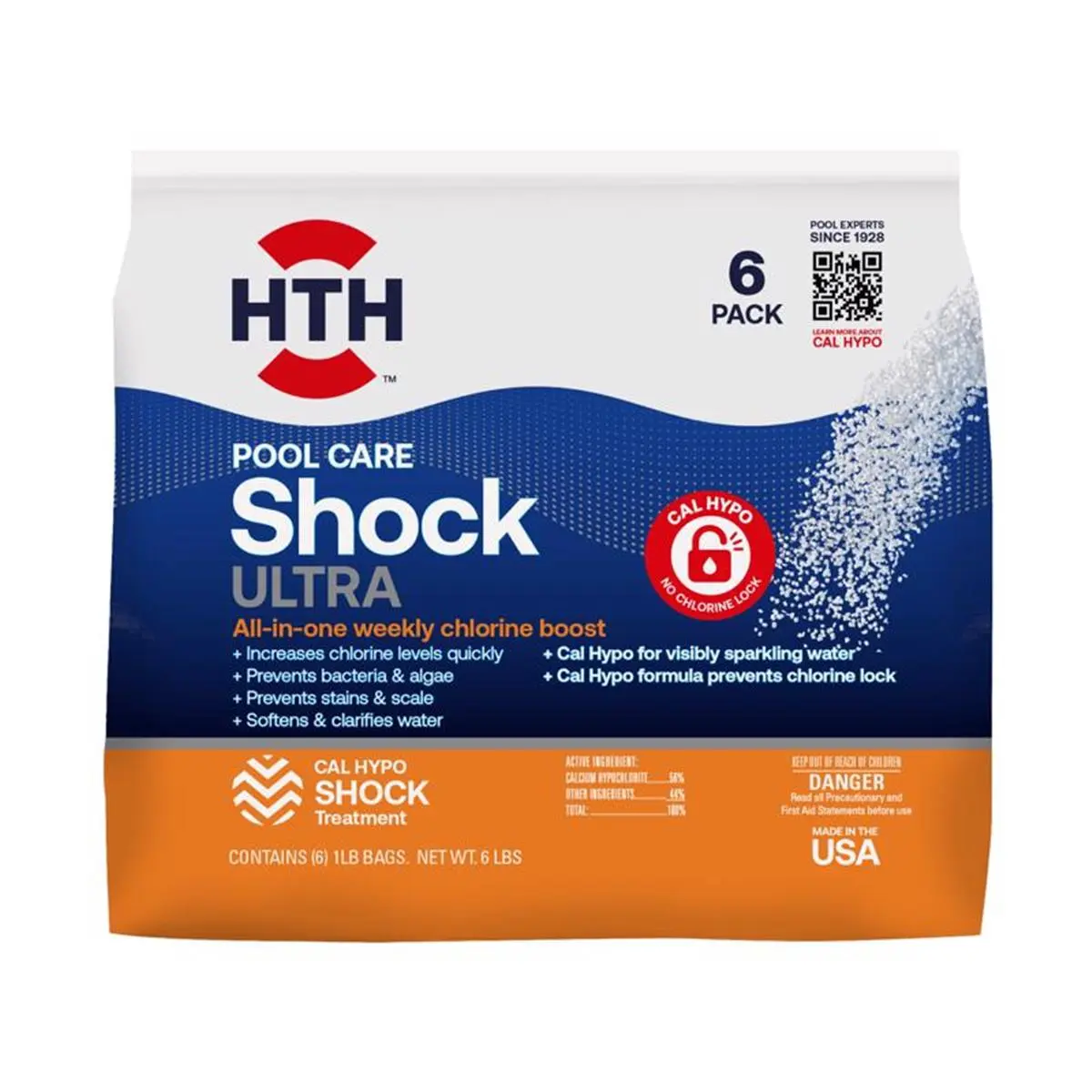 HTH 8399800 Ultra Granule Shock Treatment - 6 lb Bags, Direct-Apply Pool Care for Saltwater Pools, 7-in-1 Formula, Clarifies Water, Disinfects, Chlorine Boost, Prevents Stains & Scale (Fish & Aquatic Supplies)