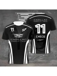 Men's Cadillac Racing Team T-shirt, featuring 3D printing technology, quick-drying short sleeves, designed specifically for racing and outdoor sports enthusiasts.