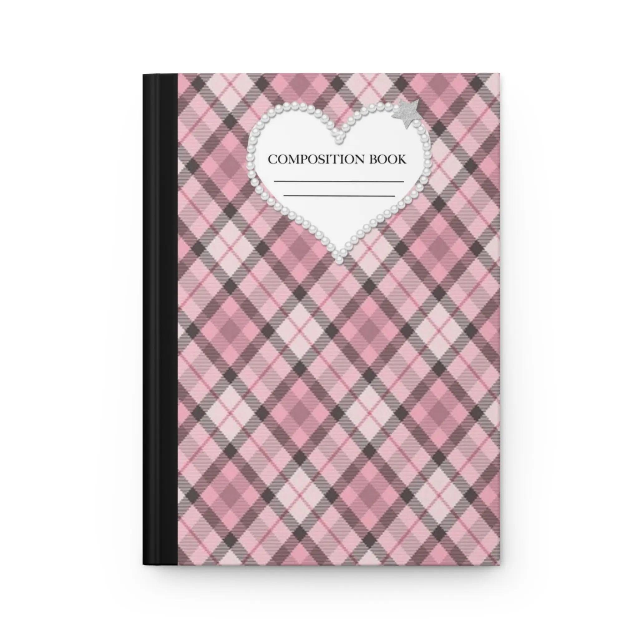 Pink Plaid Composition Notebook - Coquette Aesthetic Cute Office Stationery Supply, Back to School Note-Taking Item, Girly Office Decor, High Fidelity Flexible Journal, Office Stationery Supplies, Back To School Haul