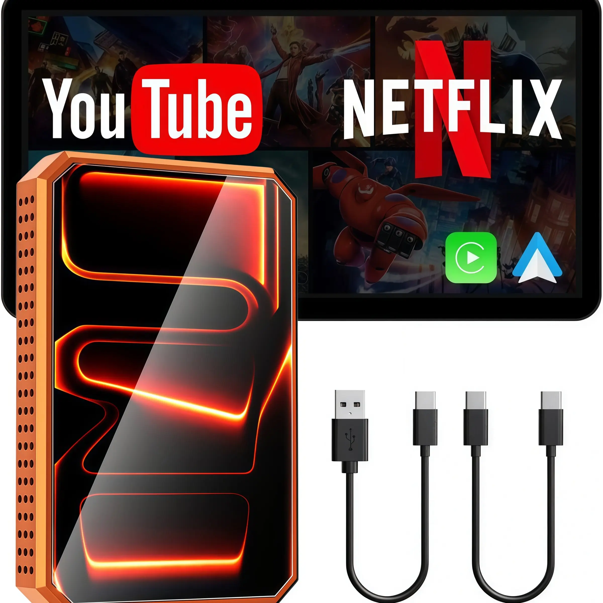 2026 Wired CarPlay to Wireless Adapter -  Android System for Netflix/YouTube/TikTok - ONLY for Wired CarPlay - NOT for Wireless CarPlay | Summervibes Car Video Players, Portable Carplay Adapter, Carplay Streaming Adapter, Automotive Carplay Converter