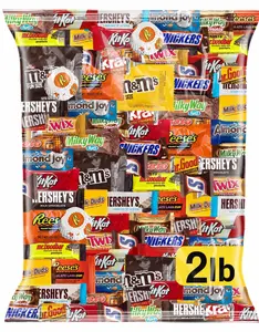 ONE CANDY WAY Chocolate Snack Variety Pack - 2 LB Bulk Bag, Approx. 90 Individually Wrapped Treats, Assorted Milk & Dark Chocolate, Peanut Butter, Wafer & Coconut Mix - Perfect for Parties, Gifts