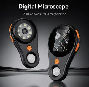 Upgraded 2‘’ Portable Handheld Magnifying Glass,200w Pixel,Built-in 8 Auto Focus AF Lens,With 500x Magnification,Compatible with Windows, Mac OS