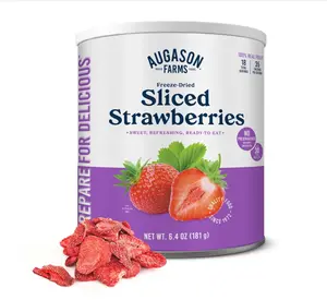 Augason Farms Freeze-Dried Sliced Strawberries Can 6.5 Ounces Gluten-Free Snack for Baking Smoothies Emergency Storage Healthy Fruit Snacks 18 Servings