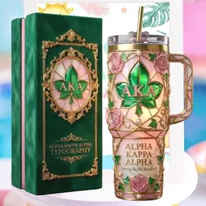 Alpha Kappa Alpha AKA Sorority Pink Rose 40oz Tumbler