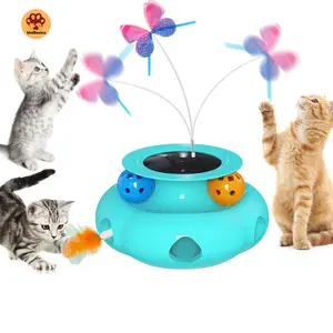Unidevice Spinning Butterfly Cat Toy Wand - Cat Toy Wand Auto Interactive Toys with Automatic Interactive Electronic Moving Ambush Feather, Fluttering Butterfly, USB Rechargeable Electric,  Activated Interactive Cat Teaser outdoorfun